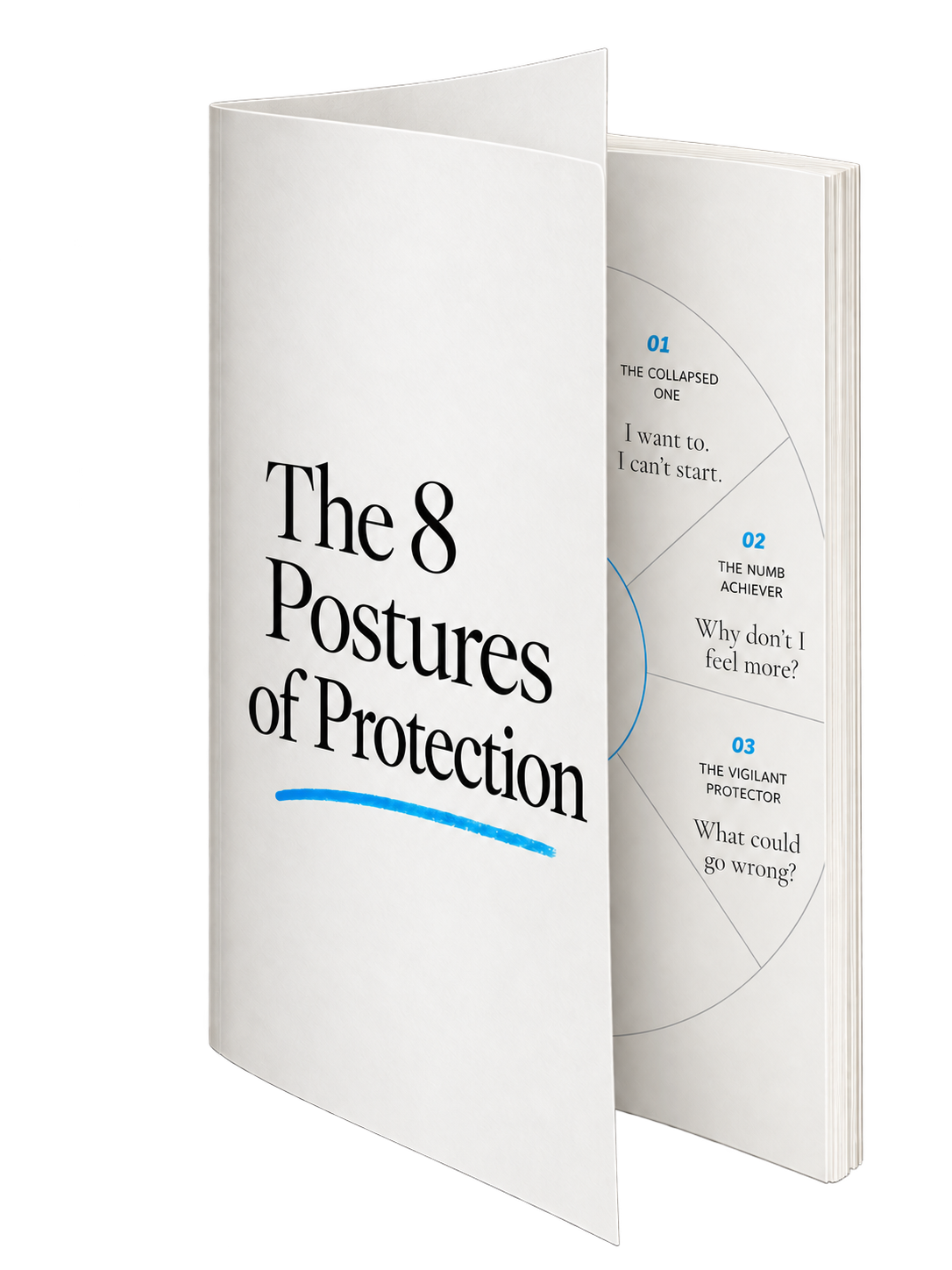 The 8 Postures of Protection guidebook, with a glimpse of its recognition map